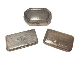 George III silver snuff box of rectangular form, with engraved decoration