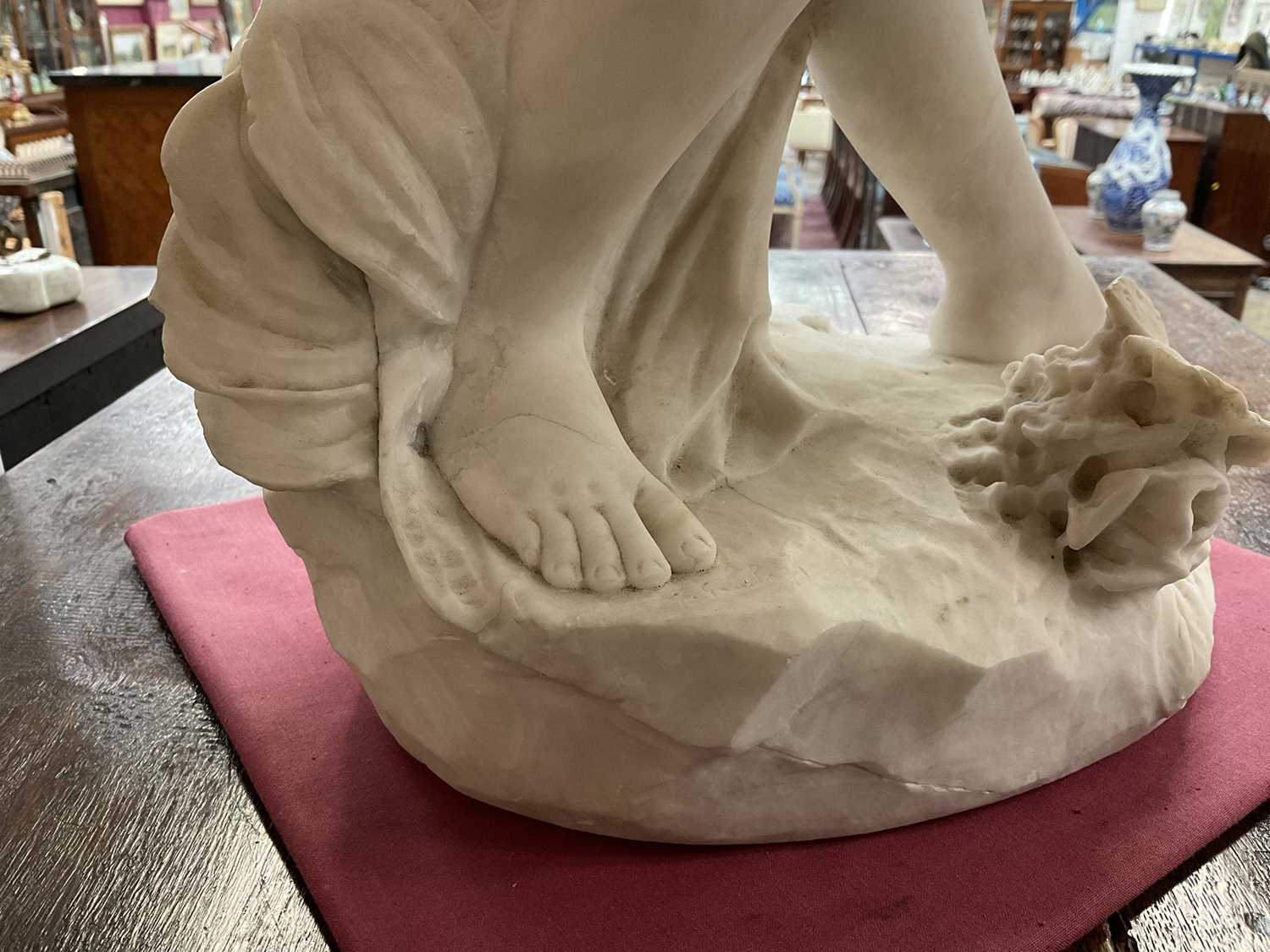 Late 19th century Italian carved marble sculpture of a child playing a lute, signed - Image 2 of 8