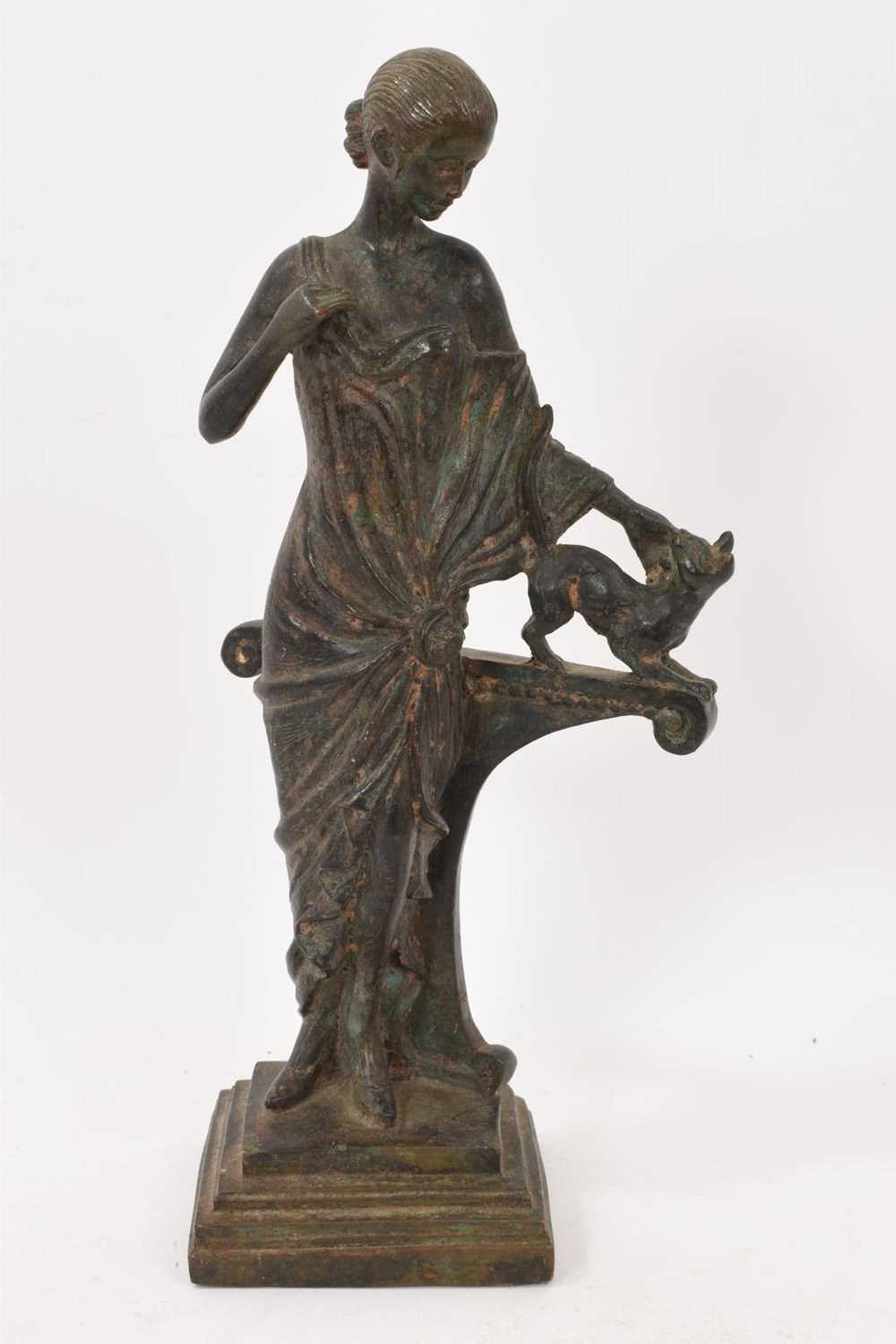 Bronze sculpture of a woman stroking a cat, c.1930s