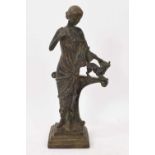 Bronze sculpture of a woman stroking a cat, c.1930s