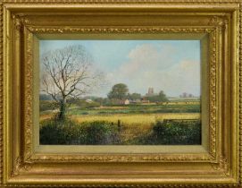 *Clive Madgwick (1939-2005) oil on canvas, Harvest Time near Lavenham, signed, dated 1985 verso, 20.