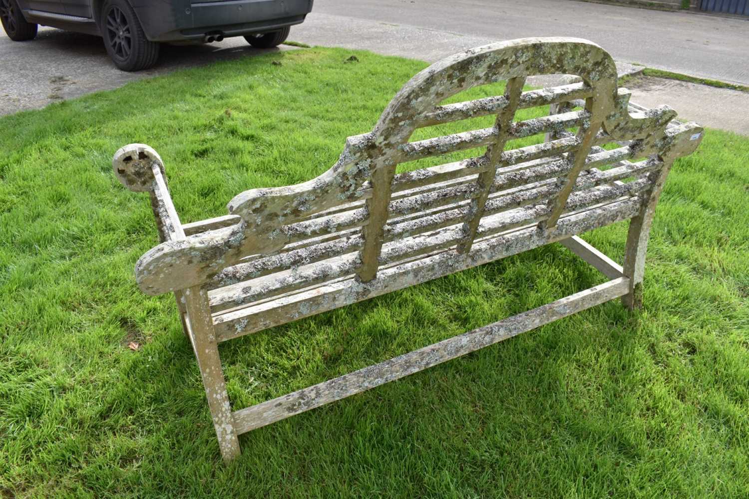Lutyens style teak garden bench, approximately 166cm wide - Image 5 of 9