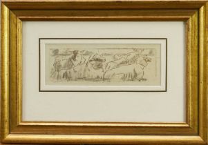 Harry Becker (1865-1928) lithograph - Sheep at Rest, 7cm x 19cm, in glazed gilt frame