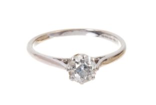 Diamond single stone ring with an old cut diamond estimated to weigh approximately 0.75cts in eight