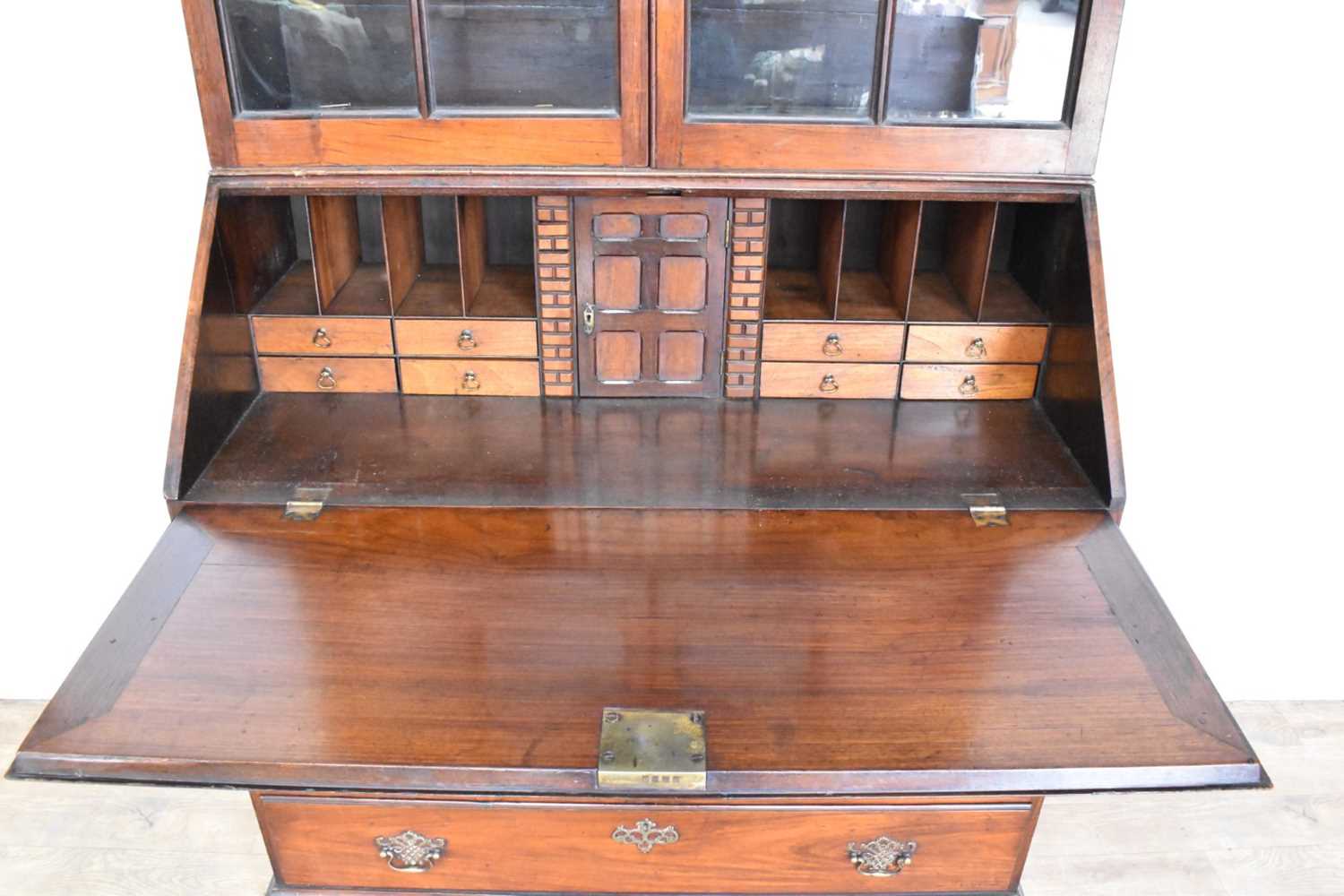 Unusual George III colonial hardwood bureau bookcase - Image 5 of 8
