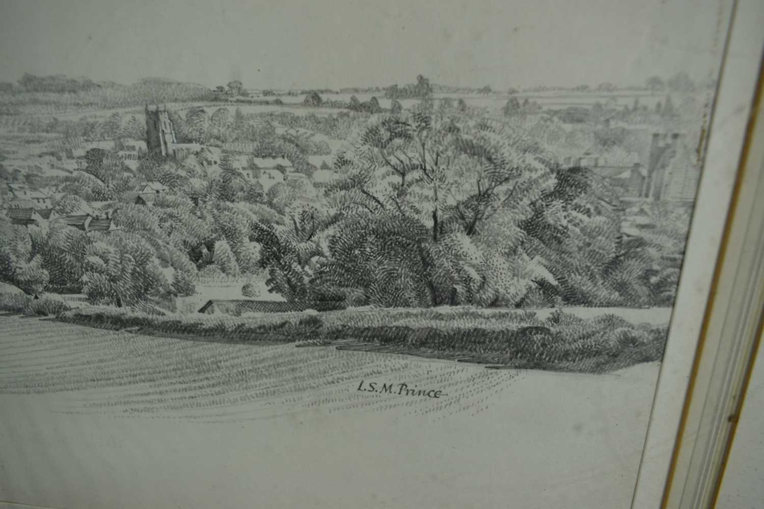 Louis Prince (act.1923-1959) pencil on paper - Sudbury from the Top of Ballingdon Hill, c.1960, sign - Image 2 of 6