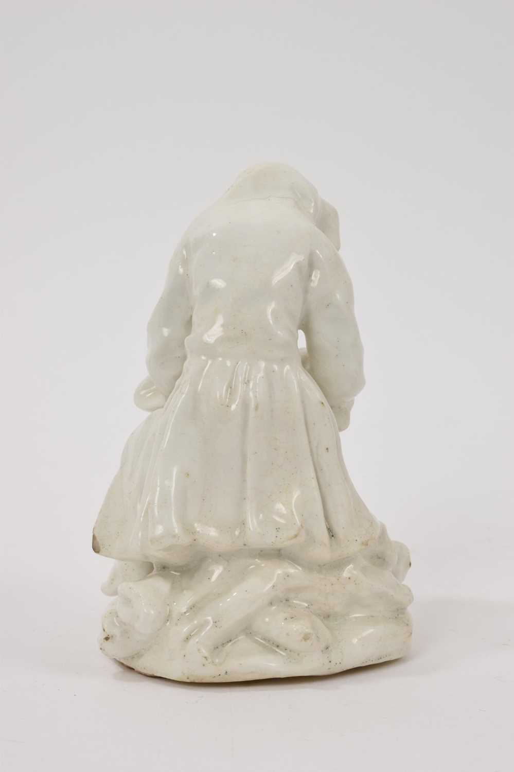 Bow white glazed porcelain figure of a man before a brazier emblematic of winter, probably Longton H - Image 3 of 5