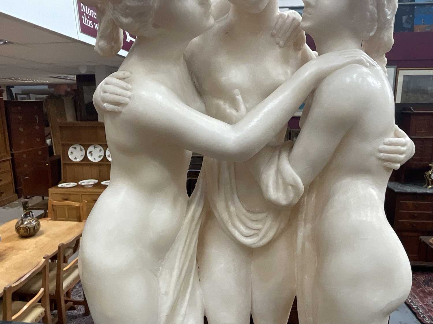 19th century carved alabaster sculpture of the three graces - Image 3 of 12
