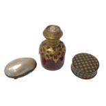 19th century French scent bottle with cameo cover, together with tartan box and mother of pearl box