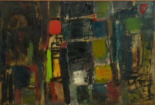 *Robert Sadler (1909-2001) acrylic on board - Abstract, signed, 52 x 77cm, framed