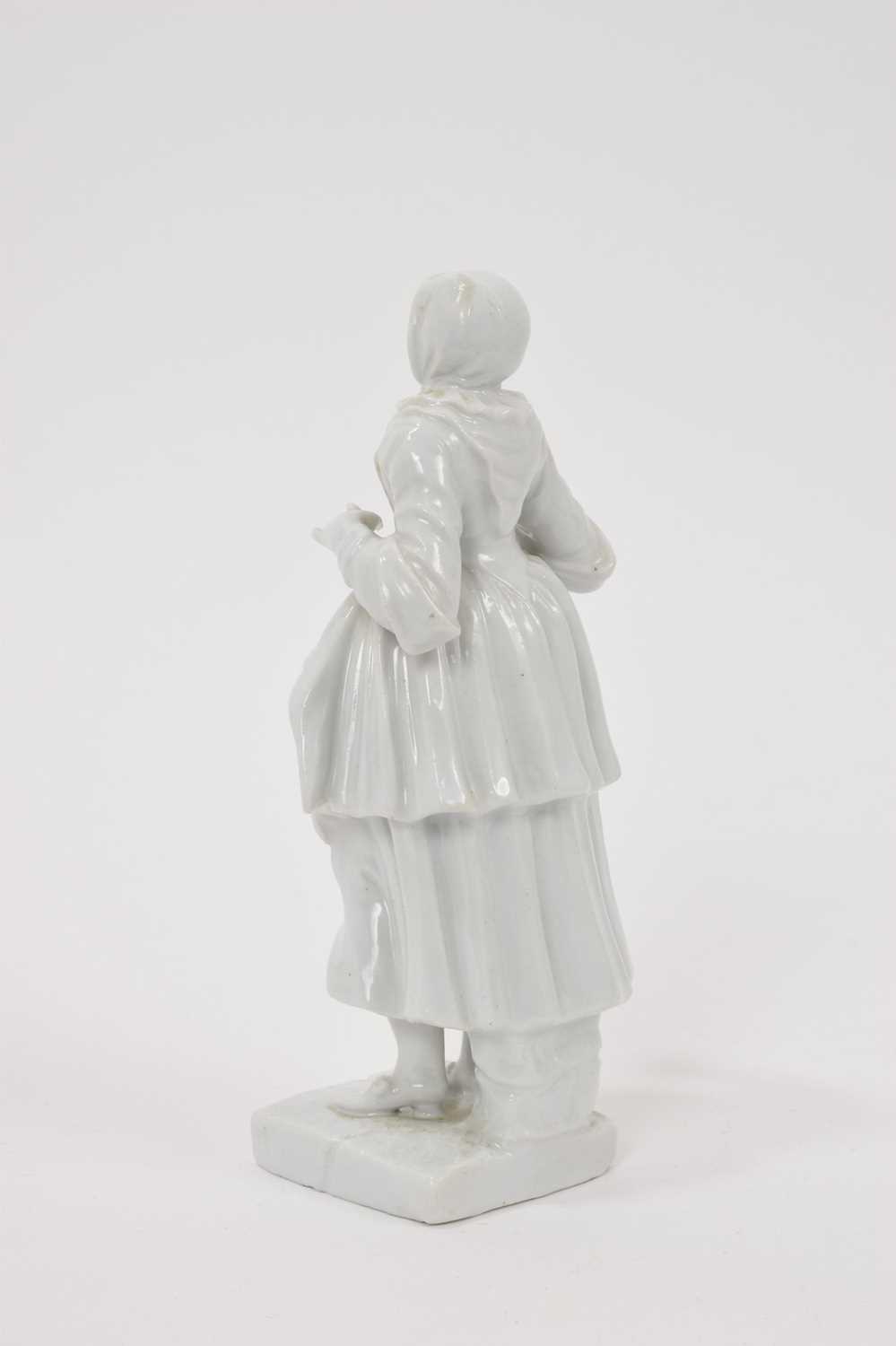 18th century white glazed porcelain figure on square base - Image 2 of 5