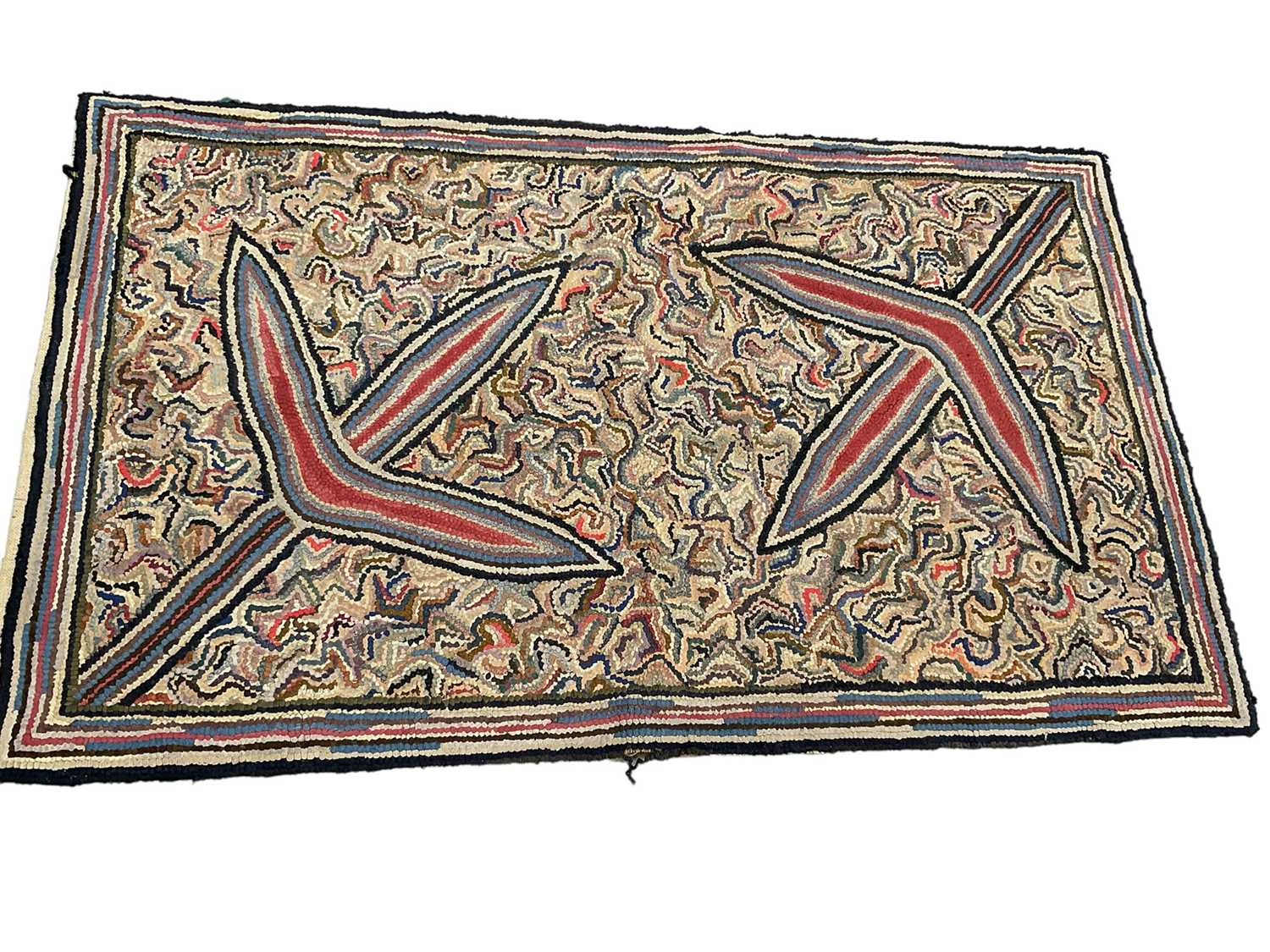 Omega style pair of hand woven rugs with abstract design, 132 x 82cm - Image 2 of 6