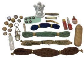 Vertical items and bijouterie including scent bottles, pen knives, buttons and miser's purses