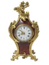 Late 19th century French rococo red tortoiseshell ormolu mantel clock