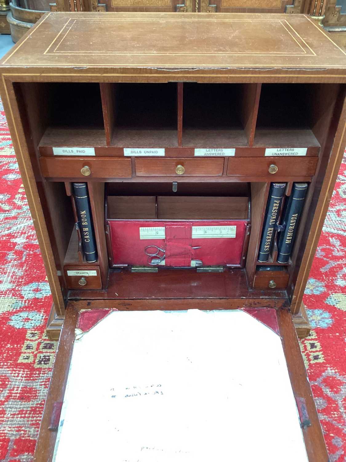 Edwardian limed mahogany desk secretaire - Image 3 of 8