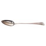 George III silver Old English pattern basting spoon, with engraved armorial crest