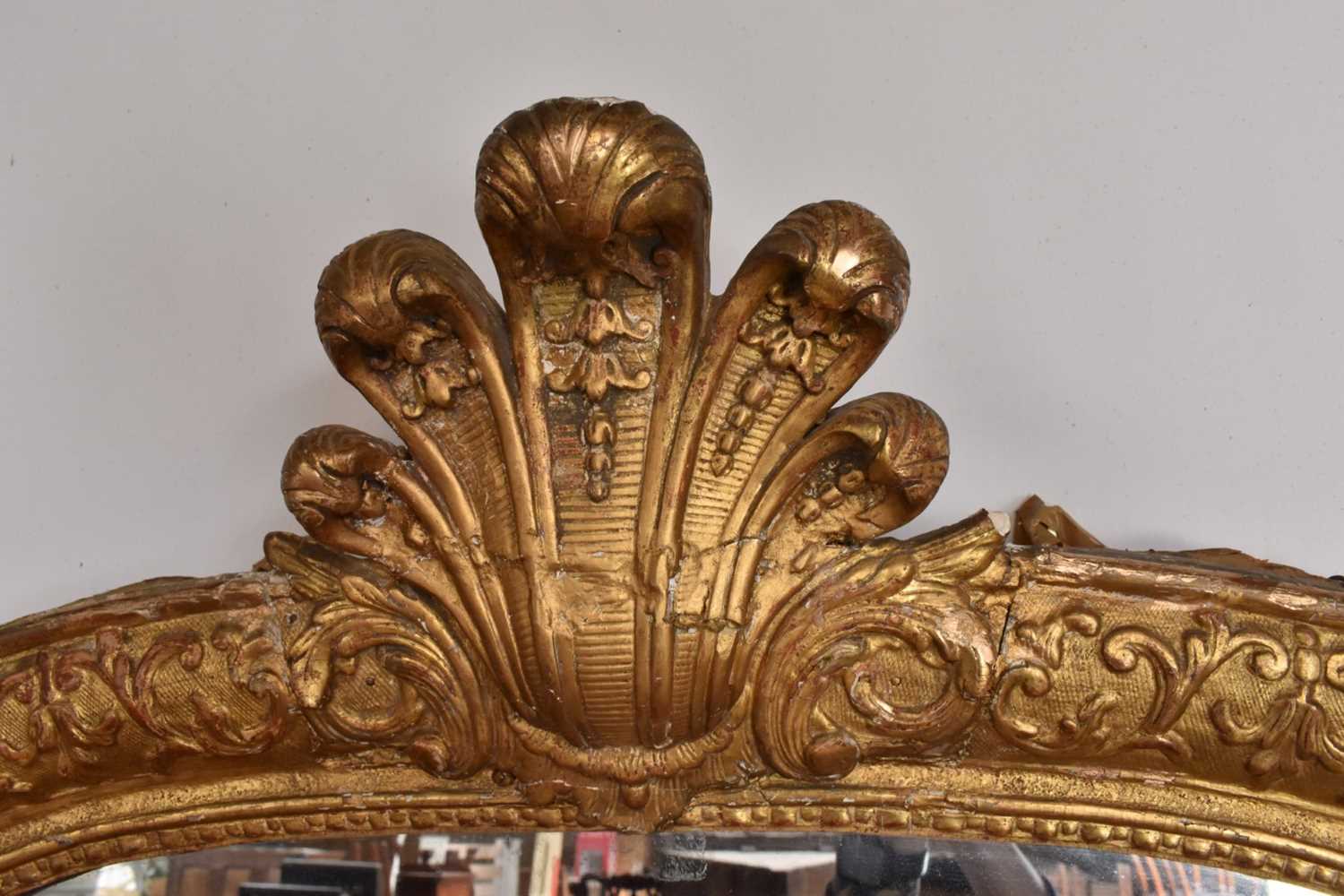 Rare Louis XIV giltwood and gesso pier mirror with original glass in two parts, early 18th century - Image 2 of 8