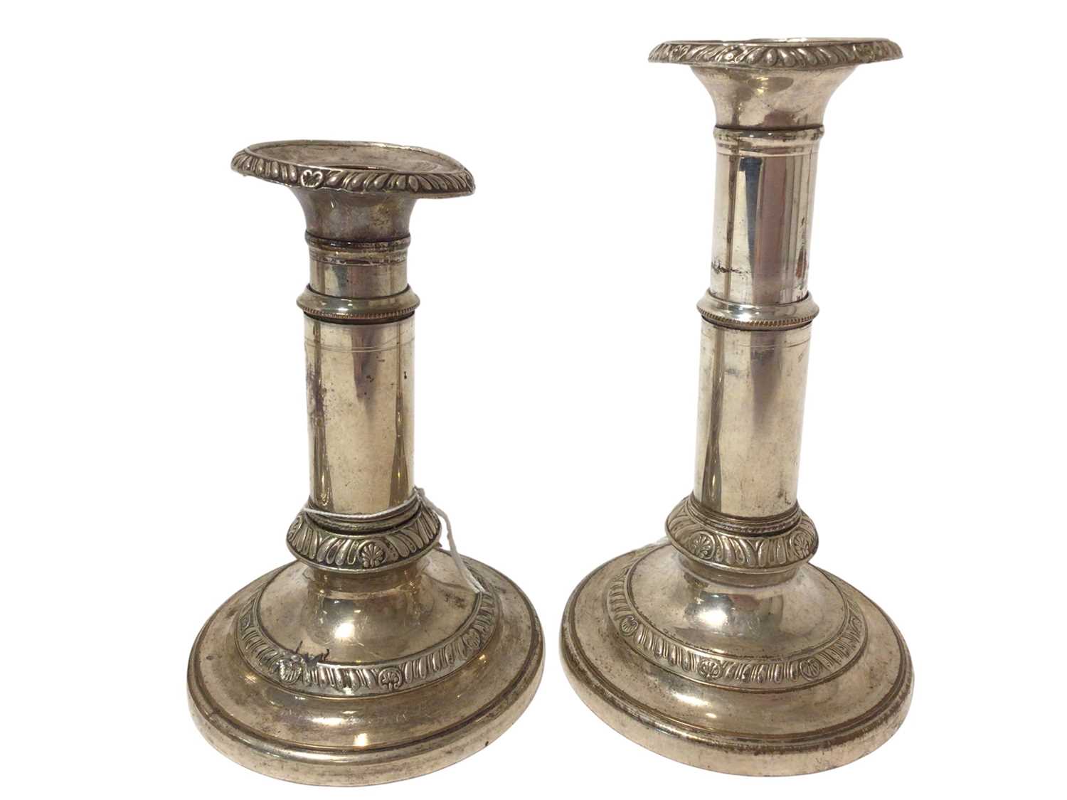 Pair of Sheffield plate telescopic candlesticks and other items. - Image 2 of 4