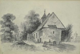 Fanny Musgrave, 19th century, pencil drawing - Rural Church, 23cm x 35cm, in glazed gilt frame NB: M