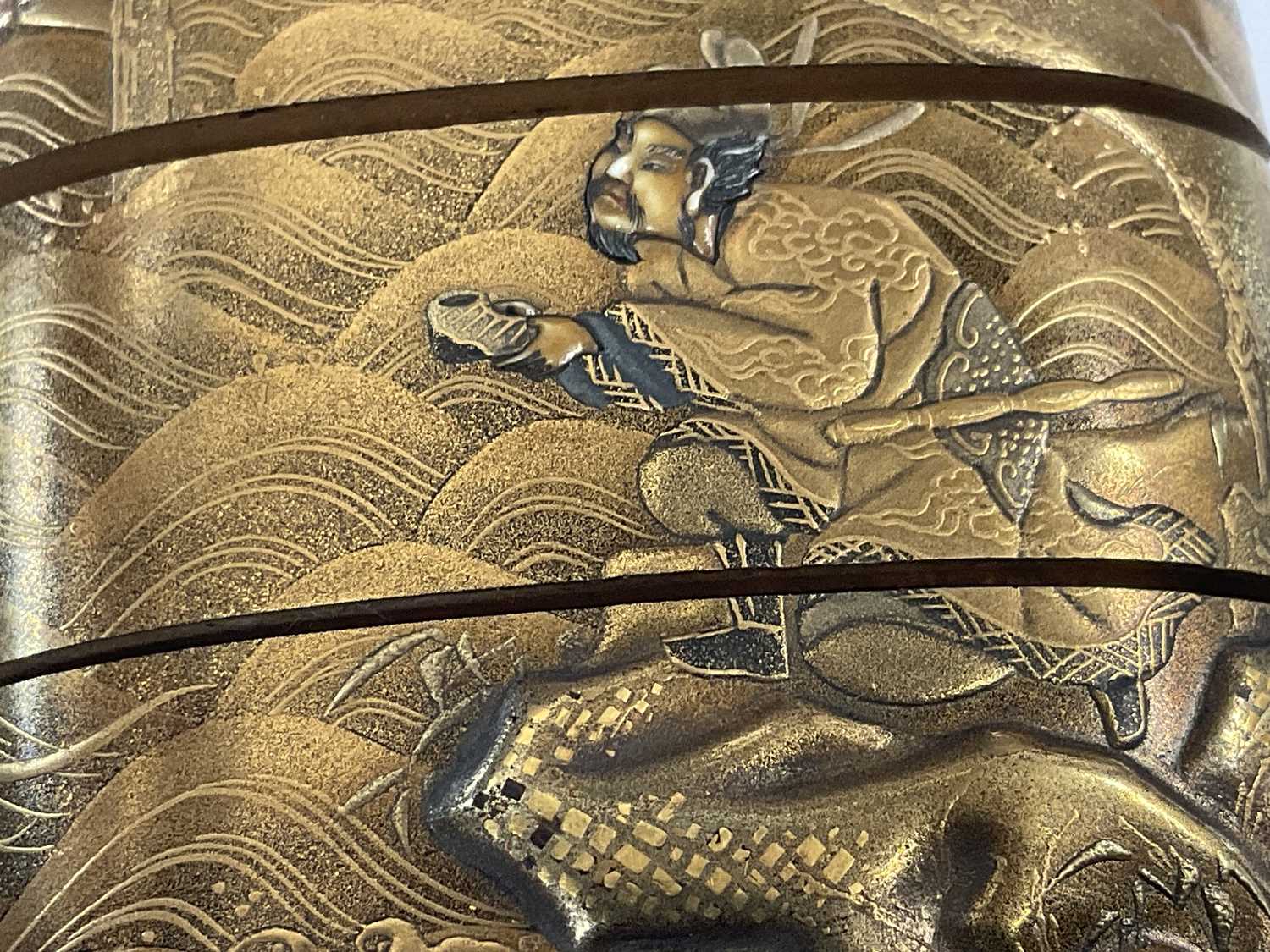 Fine gold lacquer and Shibayama-inlaid three-case inro by Shokasai Tokujo - Image 16 of 29