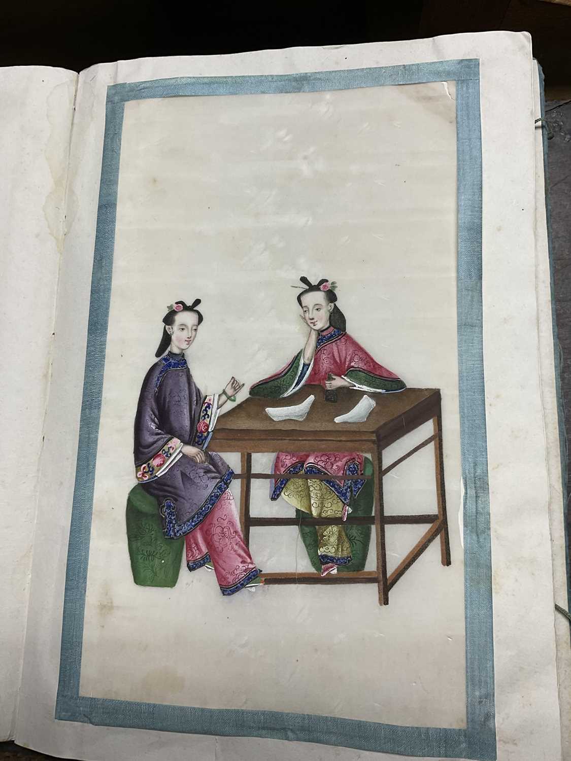 Album of antique Chinese rice paper paintings showing the production of silk - Image 4 of 27