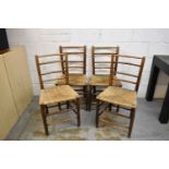 Set of four 18th / early 19th century ladder back ash country chairs