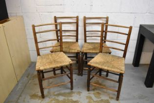 Set of four 18th / early 19th century ladder back ash country chairs