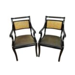 Pair of Regency style ebonised chairs