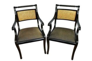 Pair of Regency style ebonised chairs