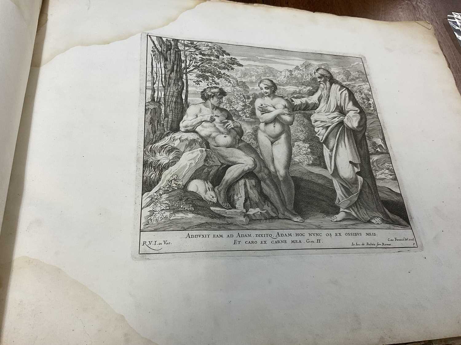Imagines Veteris ac Novi Testamenti a Raphaelis Sanctio Urbinate…- Vellum bound book of 17th century - Image 12 of 18