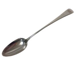 George III silver Old English pattern serving spoon, with engraved initials (London 1795)