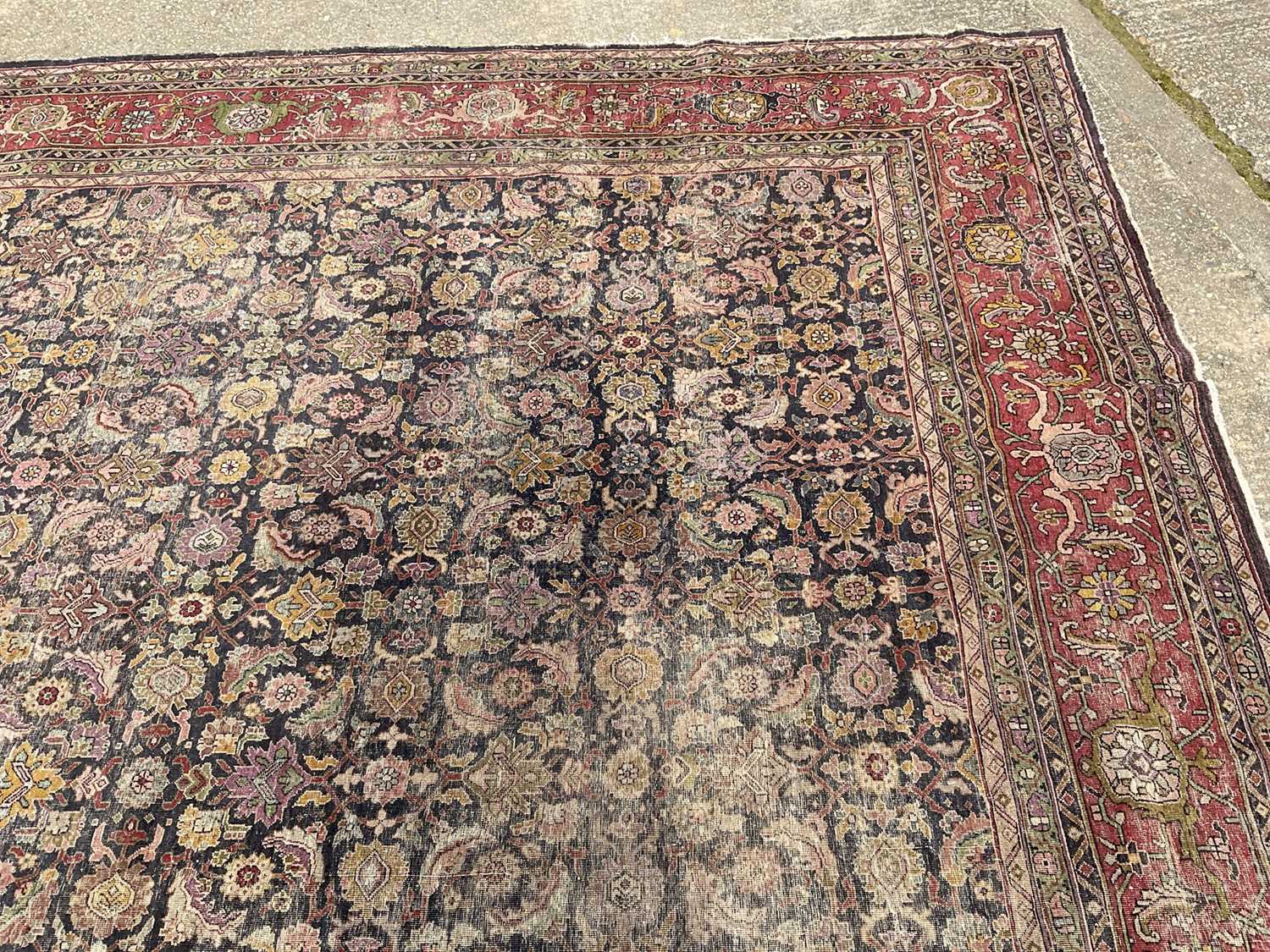 Good early Persian Bijar carpet, with allover floral knotwork on midnight blue ground, 400 x 300cm - Image 4 of 21