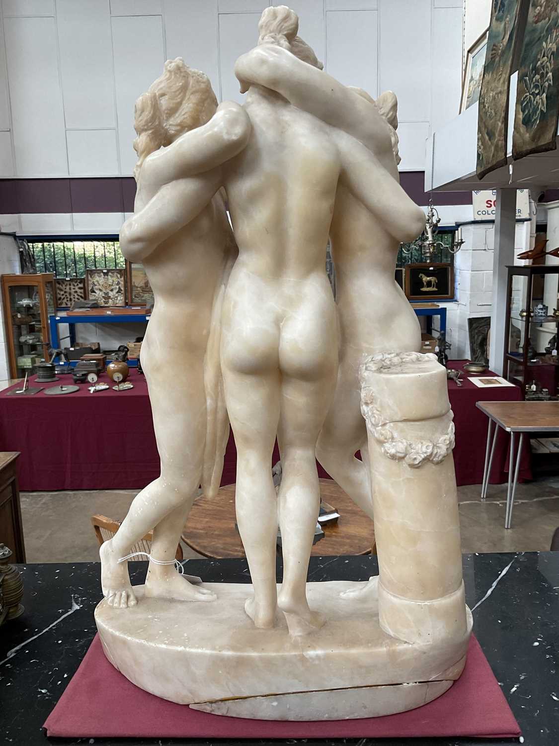 19th century carved alabaster sculpture of the three graces - Image 11 of 12