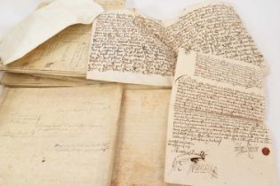 Large collection of indentures on vellum and paper, 17th century and later