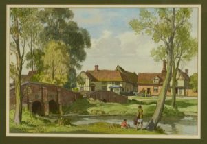 *Leonard Russell Squirrell (1893-1979) watercolour, The Bridges, Chelsworth, signed and dated 1970