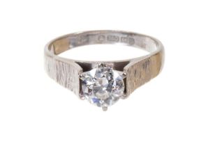 Diamond single stone ring with an old brilliant cut diamond estimated to weigh approximately 1.05cts
