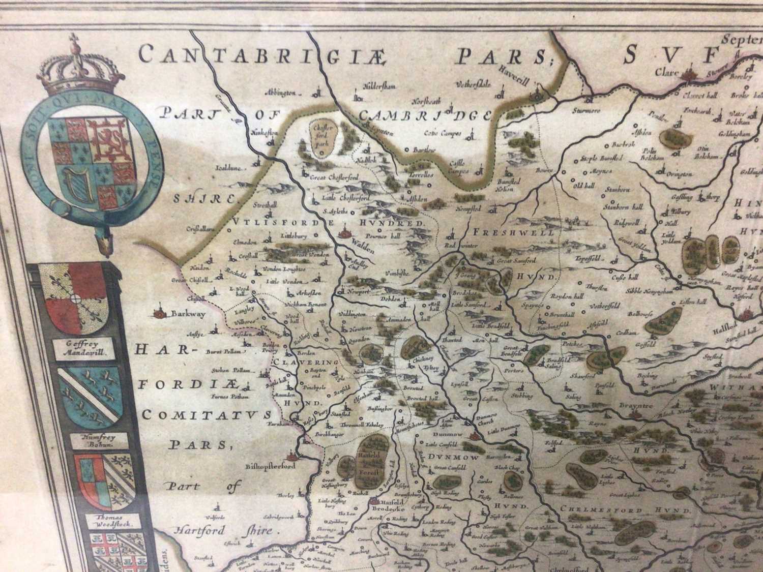 Johannes Blaeu: 17th century hand tinted engraved map of Essex - Image 2 of 6