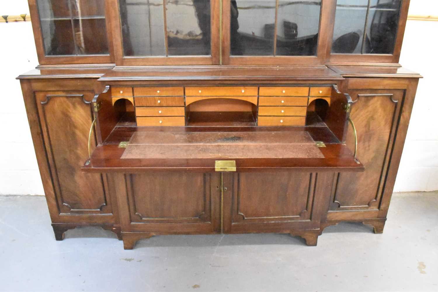 Large 19th century mahogany breakfront bookcase - Image 3 of 9