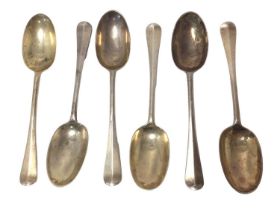 Set of six Hanoverian rattail pattern table spoons, with engraved initial G (London 1897))