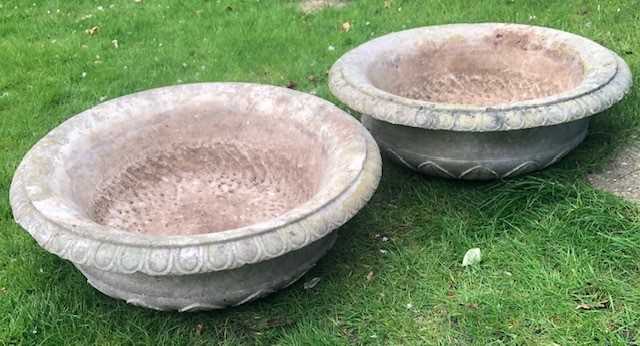 Pair of 18th / 19th century carved white marble garden urns