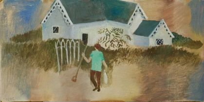 *Tessa Newcomb (b.1955) oil on board - 'Woman coming home from hoeing' signed and dated '08, titled