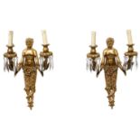 Good quality 19th century French pair of gilt bronze wall appliques