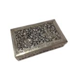 Thai or Burmese silver box of rectangular form, with hinged cover