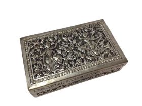 Thai or Burmese silver box of rectangular form, with hinged cover