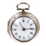 Mid 18th silver pair-cased pocket watch