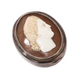 Edwardian silver mounted box with carved shell cameo