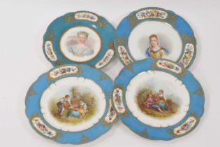 Four Sèvres painted cabinet plates