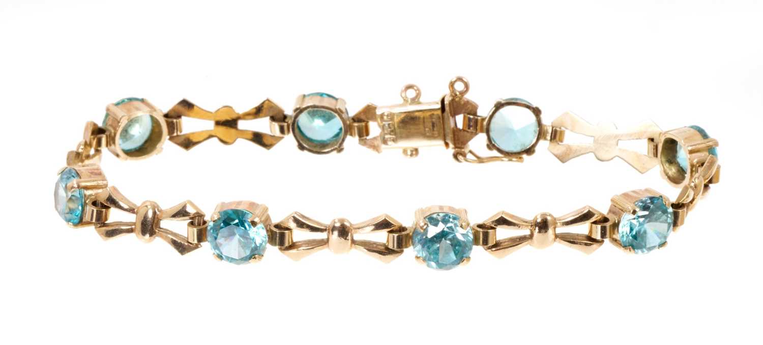 1940s gold and blue zircon bracelet - Image 3 of 3