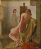 *Mary Millar Watt (1924-2023) oil on canvas - Life drawing class, signed, 61 x 50cm, framed