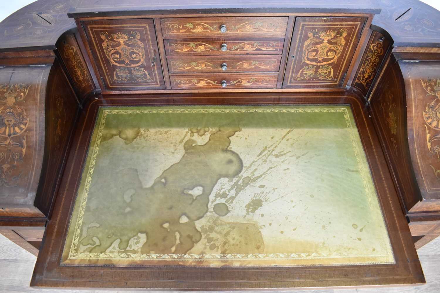 Edwardian mahogany and marquetry Carlton House desk - Image 3 of 27